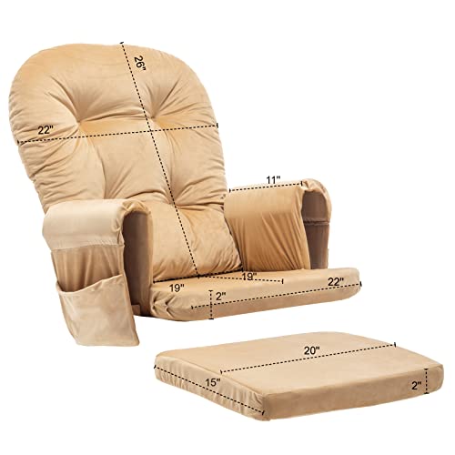 Royal Blue Velvet Rocking Chair Cushion Set with Ties, 5PCS I97123