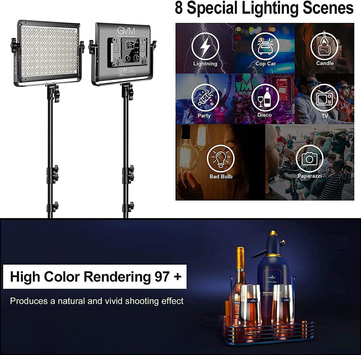 RGB LED Video Light with 2 Softboxes, Photography Lighting Kit B251