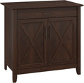 Washed Gray Secretary Desk with Keyboard Tray and Storage Cabinet B484
