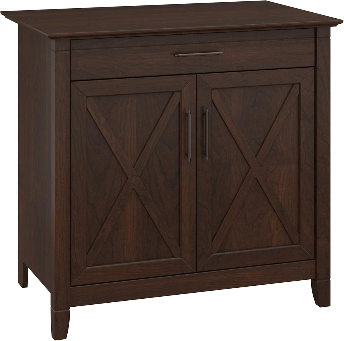 Washed Gray Secretary Desk with Keyboard Tray and Storage Cabinet B484