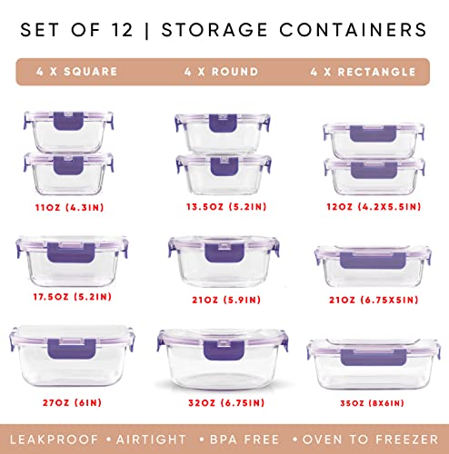 24pc Borosilicate Glass Storage Containers with Lids U151