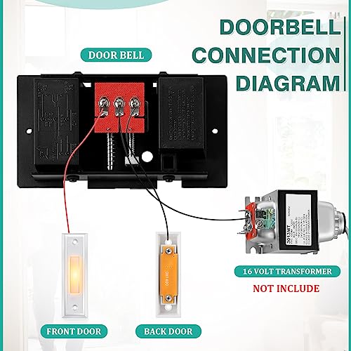 Wired Doorbell Chime Kit, 2 16V 10VA Two Note Lighted Doorbell Push Buttons, Black R723