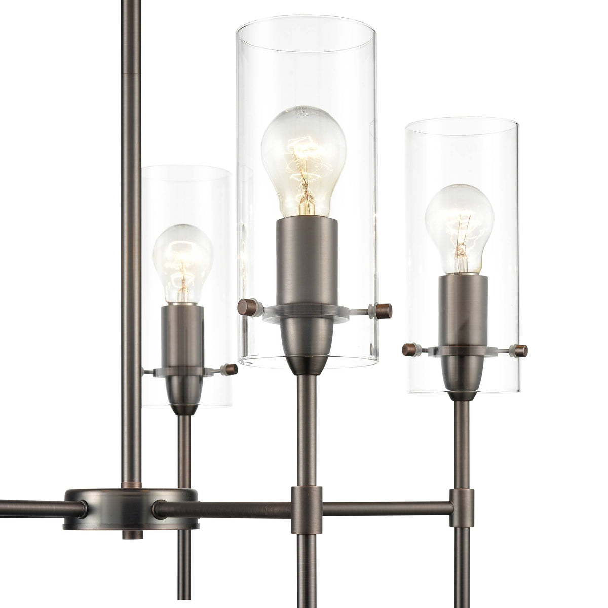 Satin Nickel 5-Light Chandelier Pendant with Clear Glass Shades U114