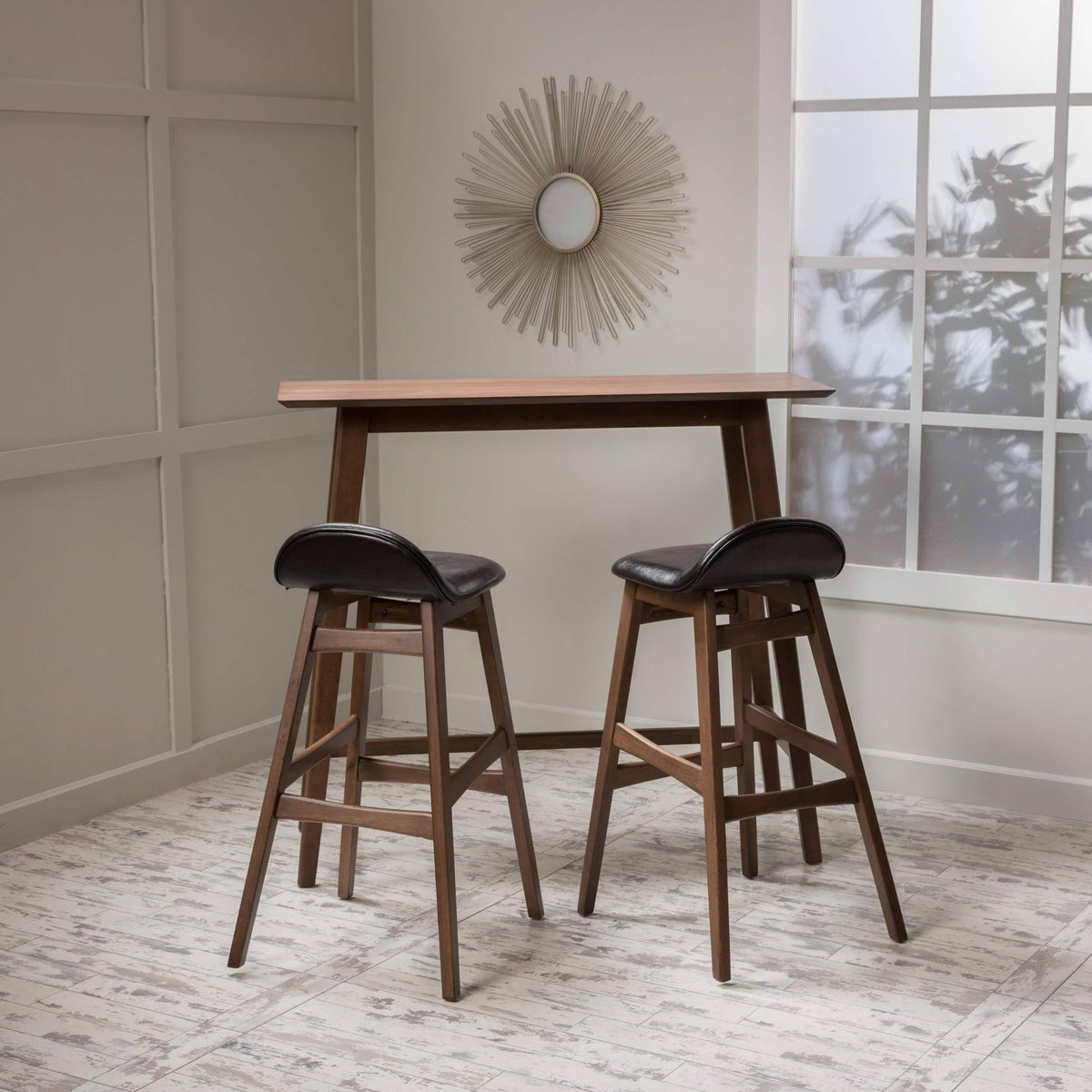 Brown Wood Bar Stool and Table Set M929