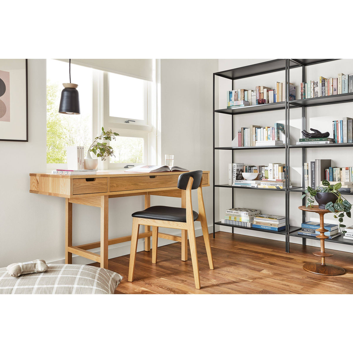 Modern Slim Bookcase Recycled Natural Steel Black Z794725