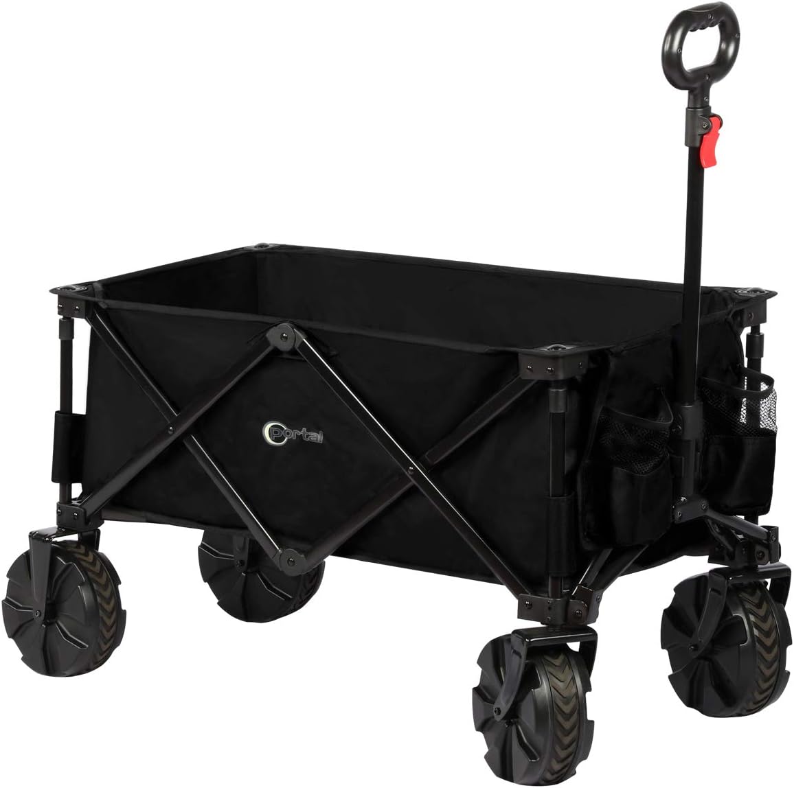Collapsible Folding Utility Wagon Cart with 8 inches Wheels Black F70861