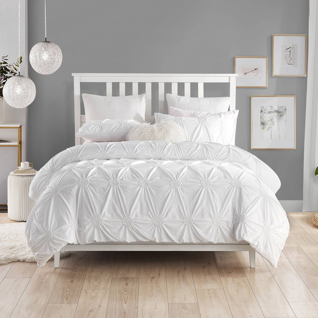 Pale Blue Ruched Duvet Cover Set Full/Queen Q2206
