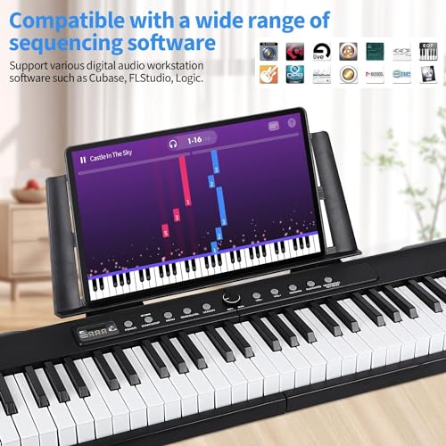 88 Key Semi Weighted Electric Digital Piano with Sustain Pedal, Power Supply, Stand, Carrying Case, Headphones M280276