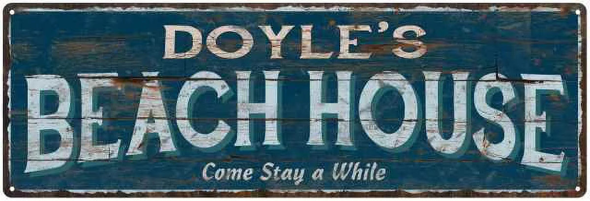Beach House Blue Rustic Cabin Home Decor 6x18 Metal U957