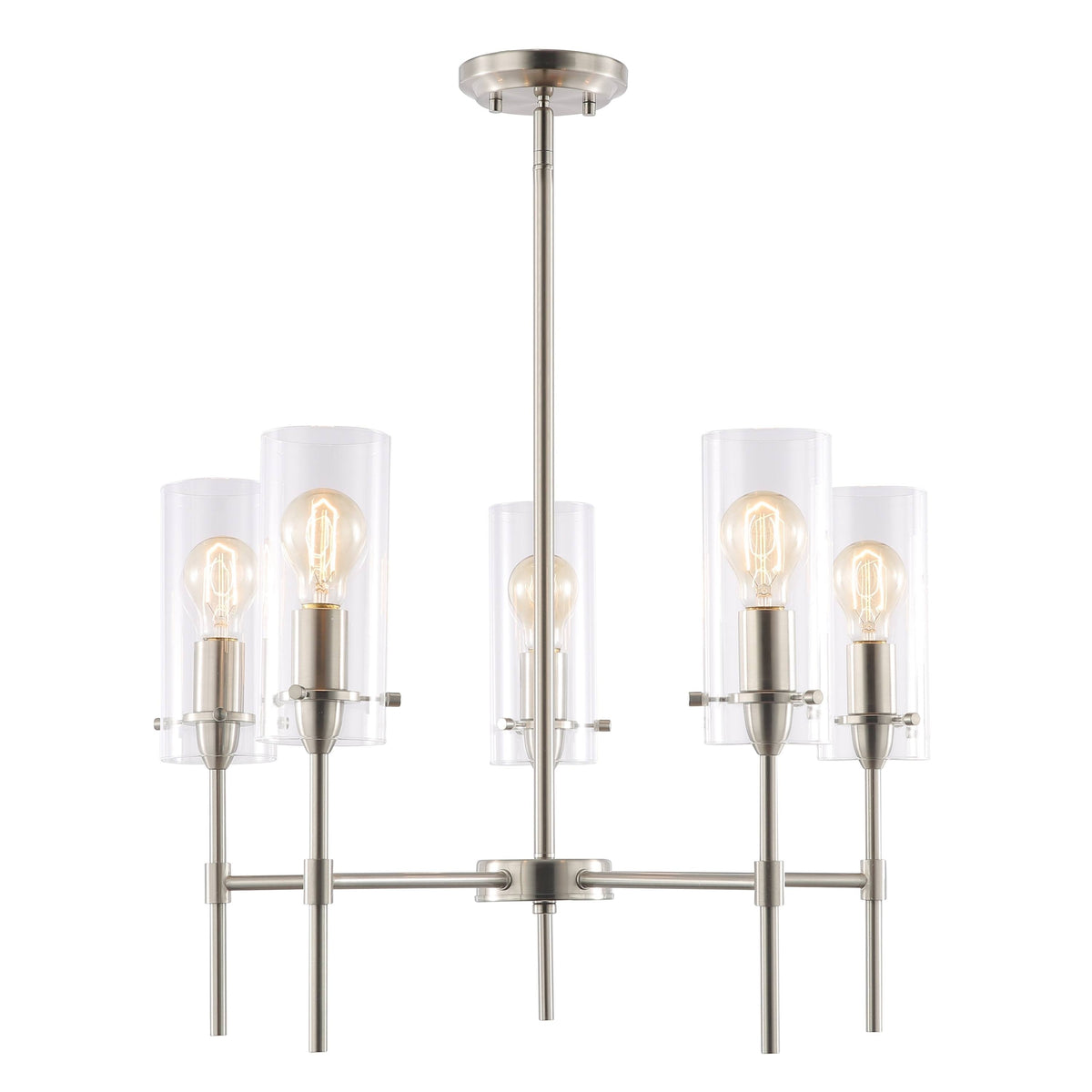 Satin Nickel 5-Light Chandelier Pendant with Clear Glass Shades U114