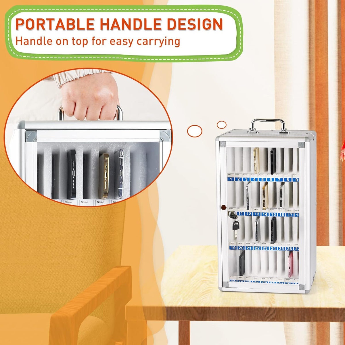 Aluminum Alloy 36 Slots Cell Phones Storage Cabinet M704019