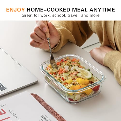 10 Pack 22 Oz Glass Meal Prep Containers with Lids, Gray B213266