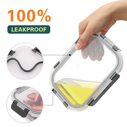 10 Pack 22 Oz Glass Meal Prep Containers with Lids, Gray B213266