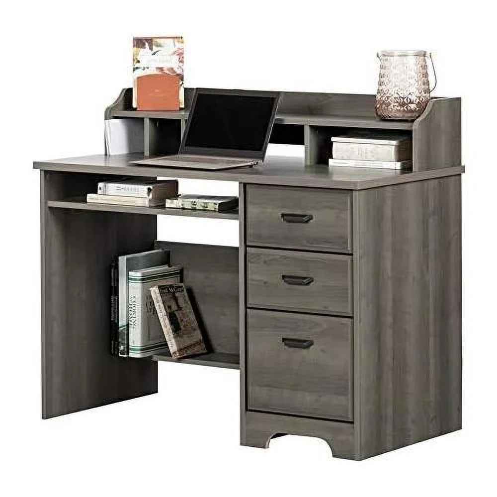 Rustic Wood Computer Desk with Keyboard Tray and Drawers Z843