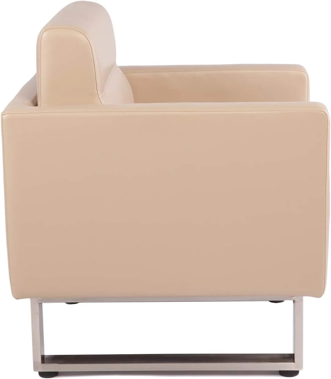 Beige PU Leather Office Guest Chair with Cushion K2199