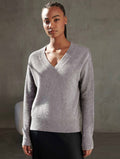 Gray Cashmere V Neck Sweater X900999