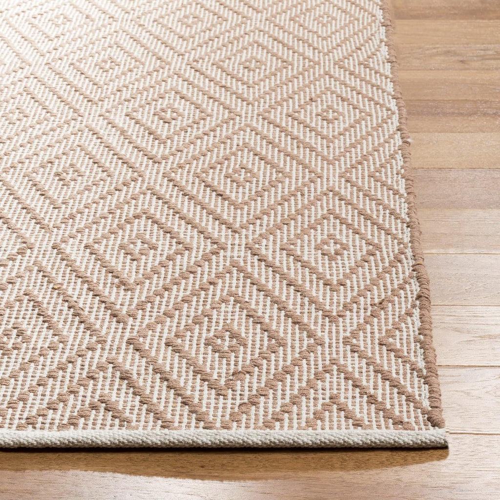 Beige & Ivory 3' x 5' Handmade Cotton Accent Rug W7877