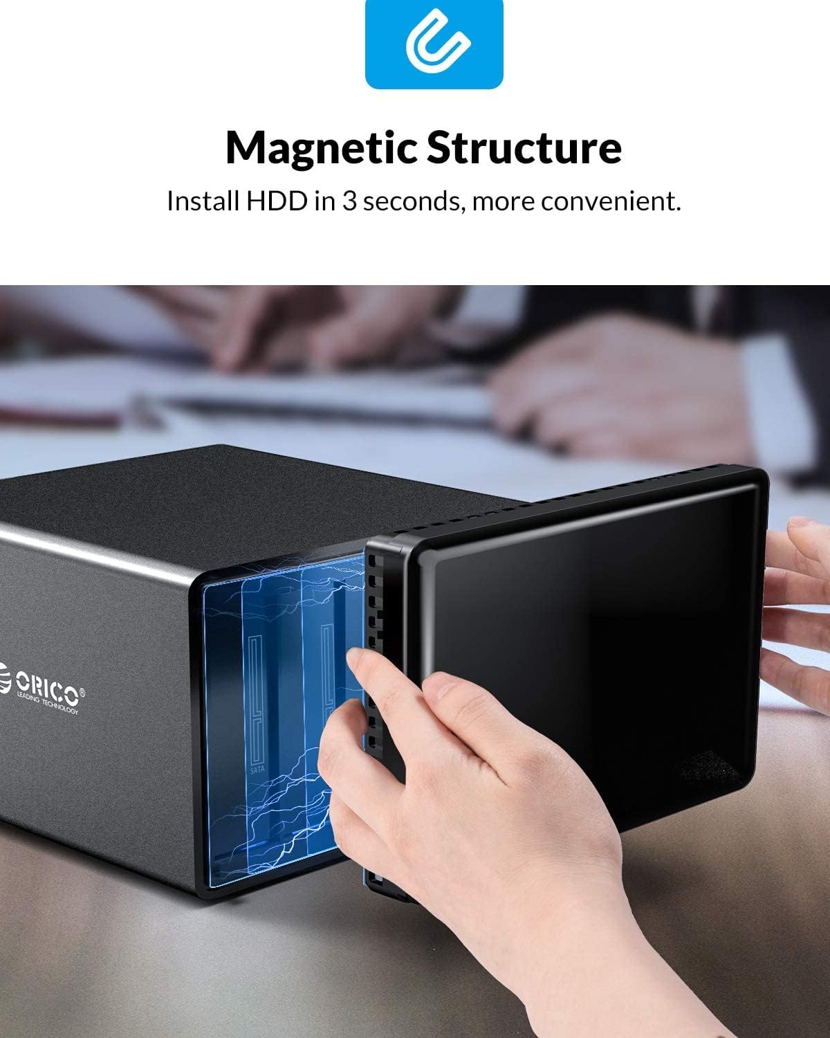 5 Bay Magnetic Aluminum Type-C to SATA Hard Drive Enclosure F703