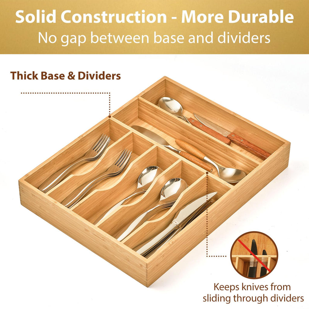 7-Slot Bamboo Kitchen Utensil Tray Q3595