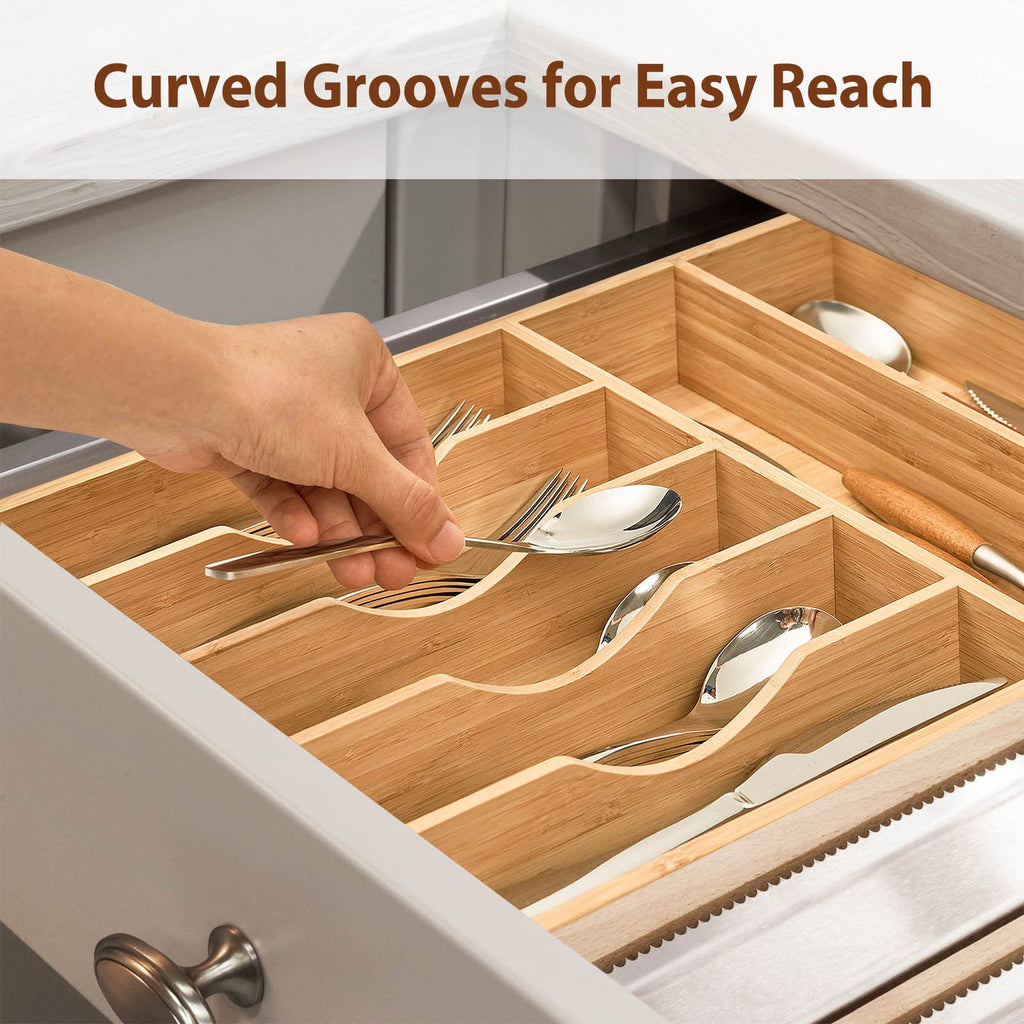 7-Slot Bamboo Kitchen Utensil Tray Q3595