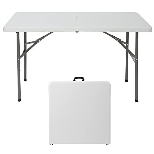 6 ft White Plastic Folding Table with Steel Legs G30152