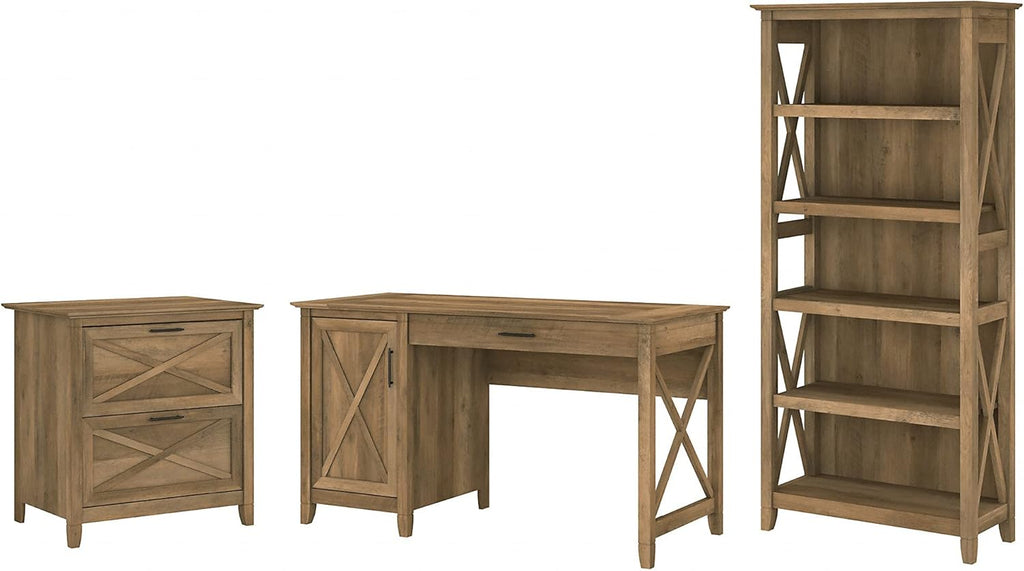 54W Computer Desk with 2 Drawer Lateral File Cabinet and 5 Shelf Bookcase M73970