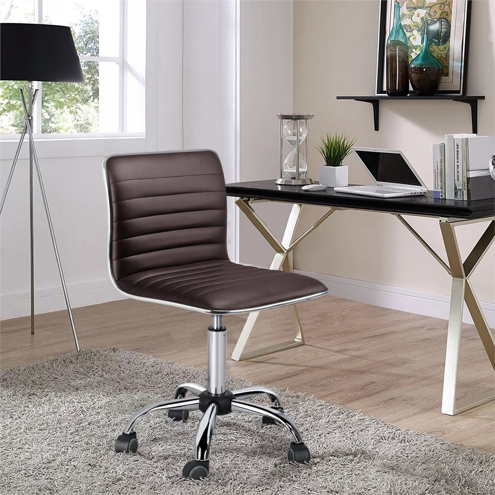 Espresso Faux Leather Swivel Office Chair Set of 2 F387294