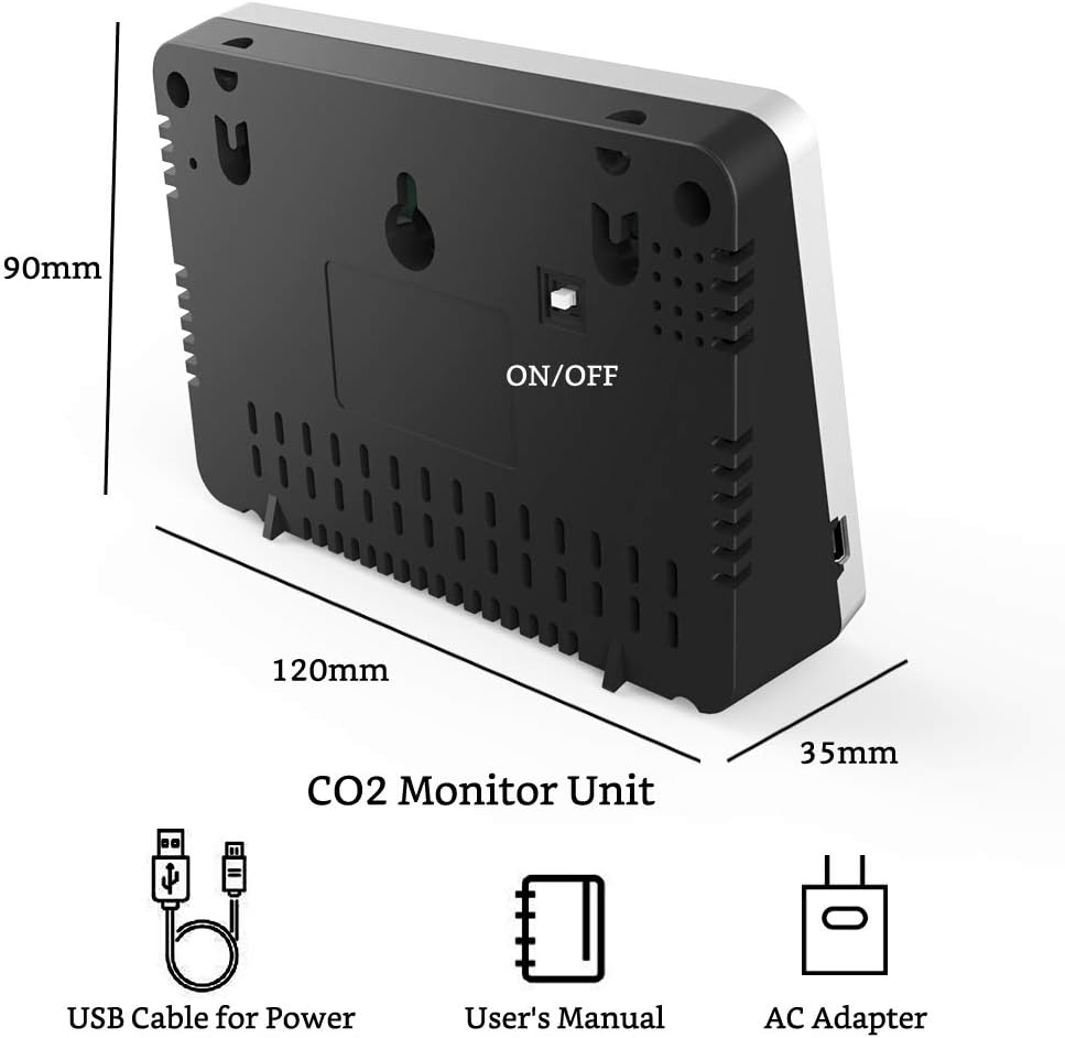 Indoor CO2 Meter, Temperature and Relative Humidity Air Quality Monitor S639802