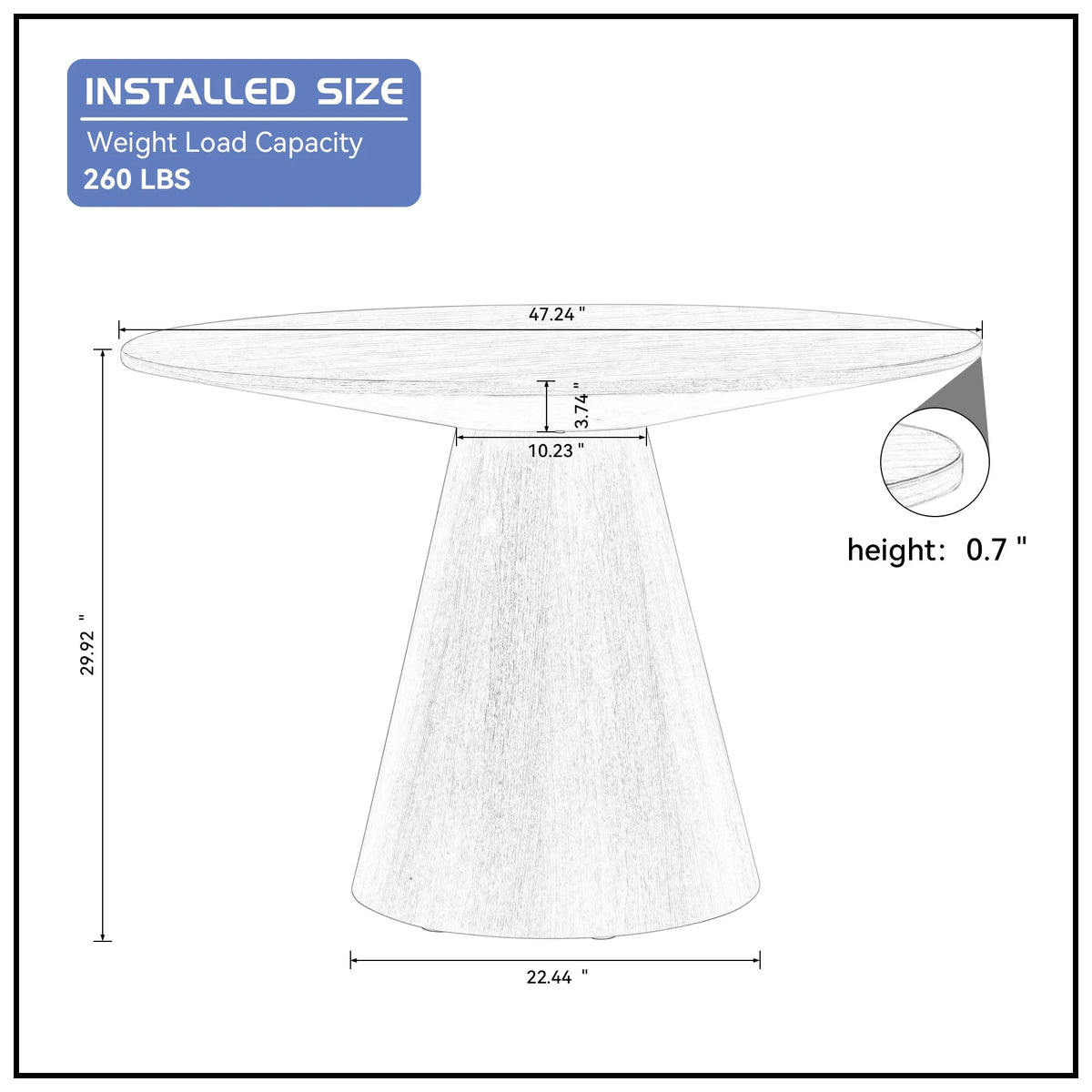 47.24'' Round Wooden Dining Table O8314