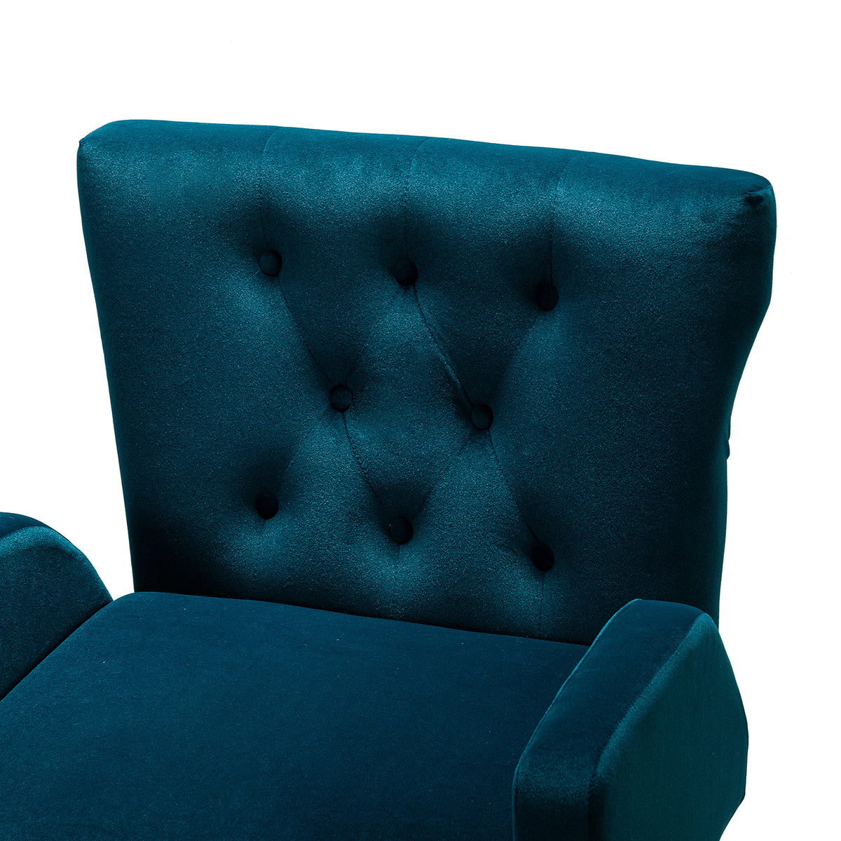 Teal Velvet Swivel Adjustable Counter Height Bar Stool with Footrest Gold Round Base Y408035