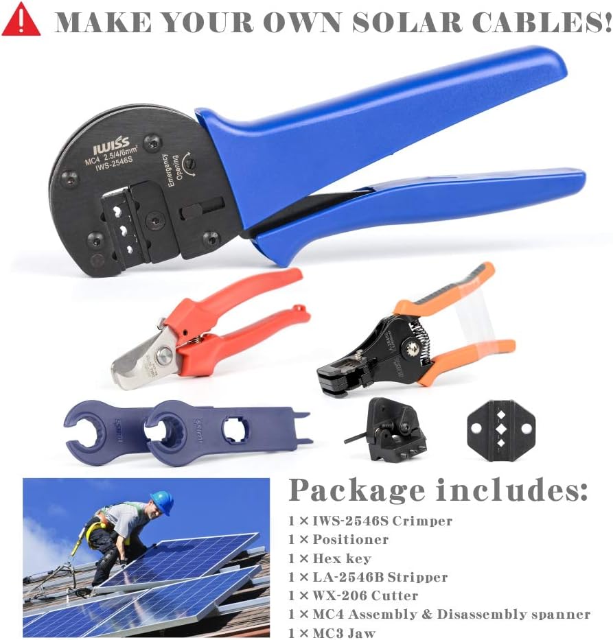 Solar Crimping Tool Kit with Wire Cable Cutter and Stripper R2850