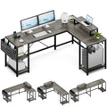 95" Grey Reversible L-Shaped Wood & Metal Computer Desk R30488
