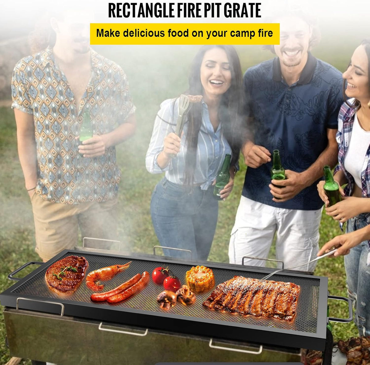 32 x 15 inch Black Steel Fire Pit Grill Grate S9162