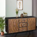 Recycled Mango Wood and Metal Buffet with 3 Drawers and 2 Doors I8054