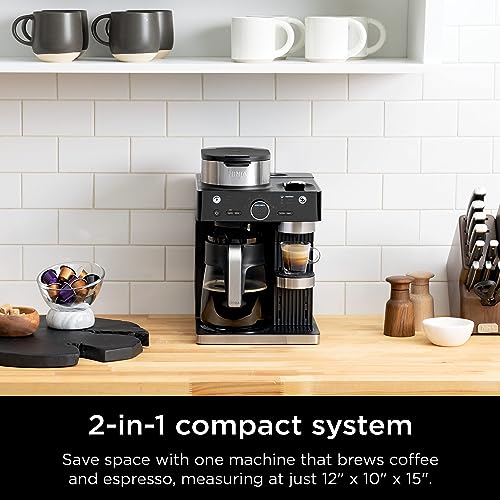 Black Espresso & Coffee Maker, Single-Serve & Capsule Compatible, Built-in Frother F509887