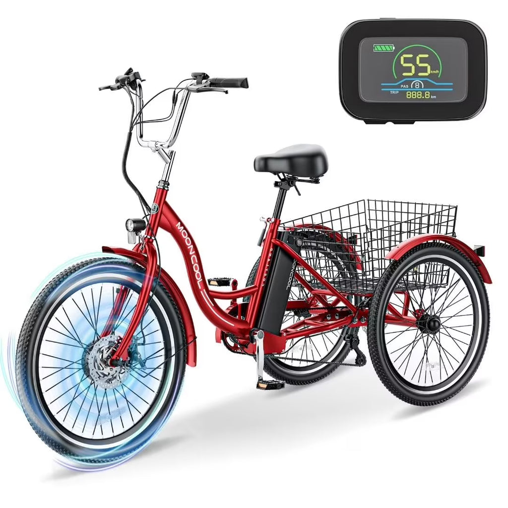 24Inch Electric Trike, 350W 36V 10AH Lithium Battery, 7 Speeds Three Wheel Bike N9026