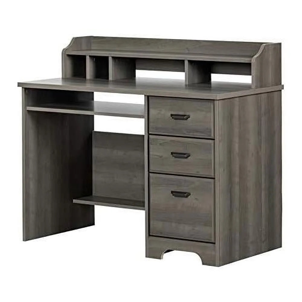 Rustic Wood Computer Desk with Keyboard Tray and Drawers Z843