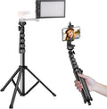 RGB Video Lighting with Portable Tripod Stand, LED Camera Light Kit, 8500K Light Panel with Aluminum Alloy Body D108