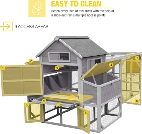 Extra Large Wooden Chicken Coop with 6 Nesting Boxes T96355