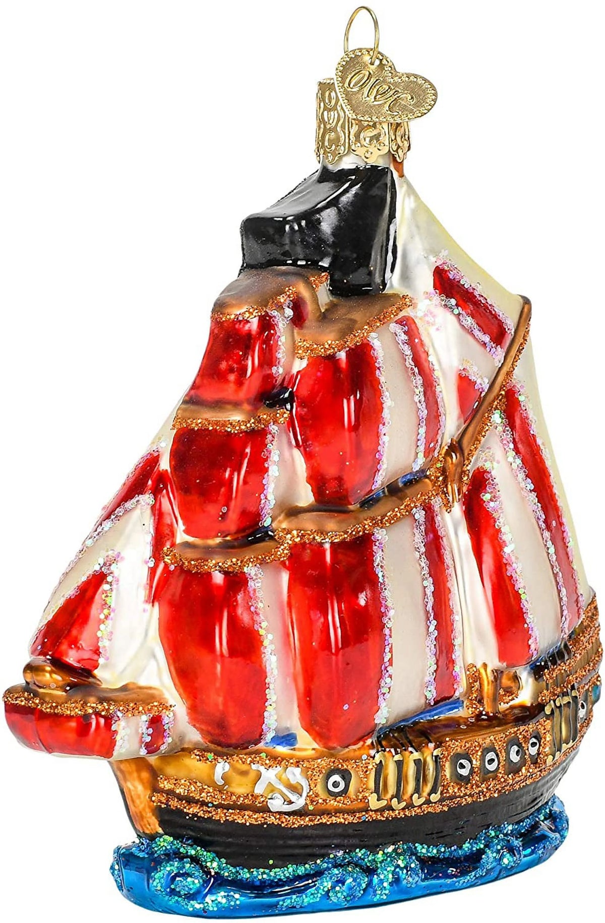 Glass Blown Ornament Pirate Ship K6424