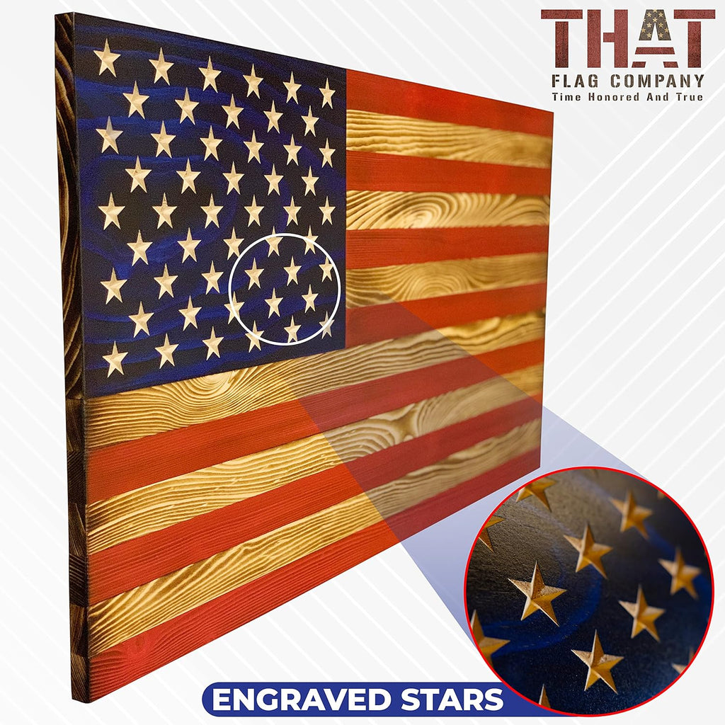 Solid Wood Wall Art with Engraved Stars I878504