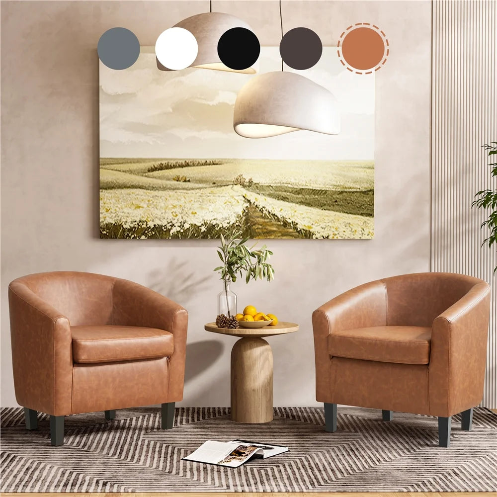 Brown Faux Leather Accent Chair Y628762