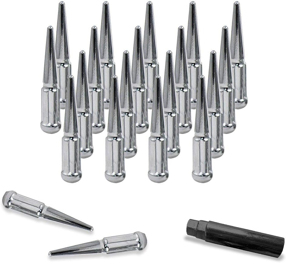 20pcs 7-Spline 14x1.5 Spike Wheel Lug Nuts M14-1.5 Conical Seat Solid Steel Black K67186