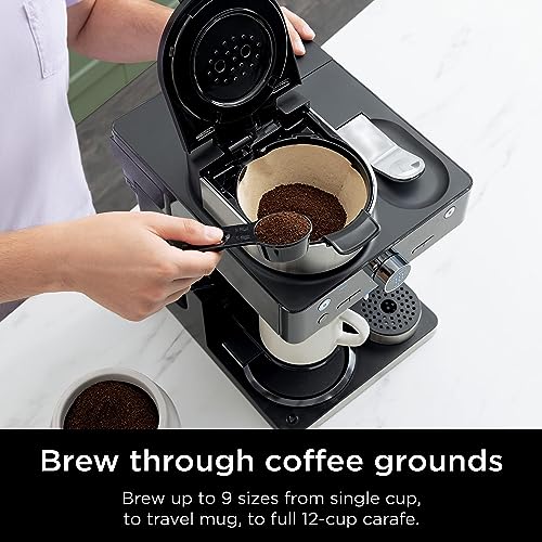 Black Espresso & Coffee Maker, Single-Serve & Capsule Compatible, Built-in Frother F509887