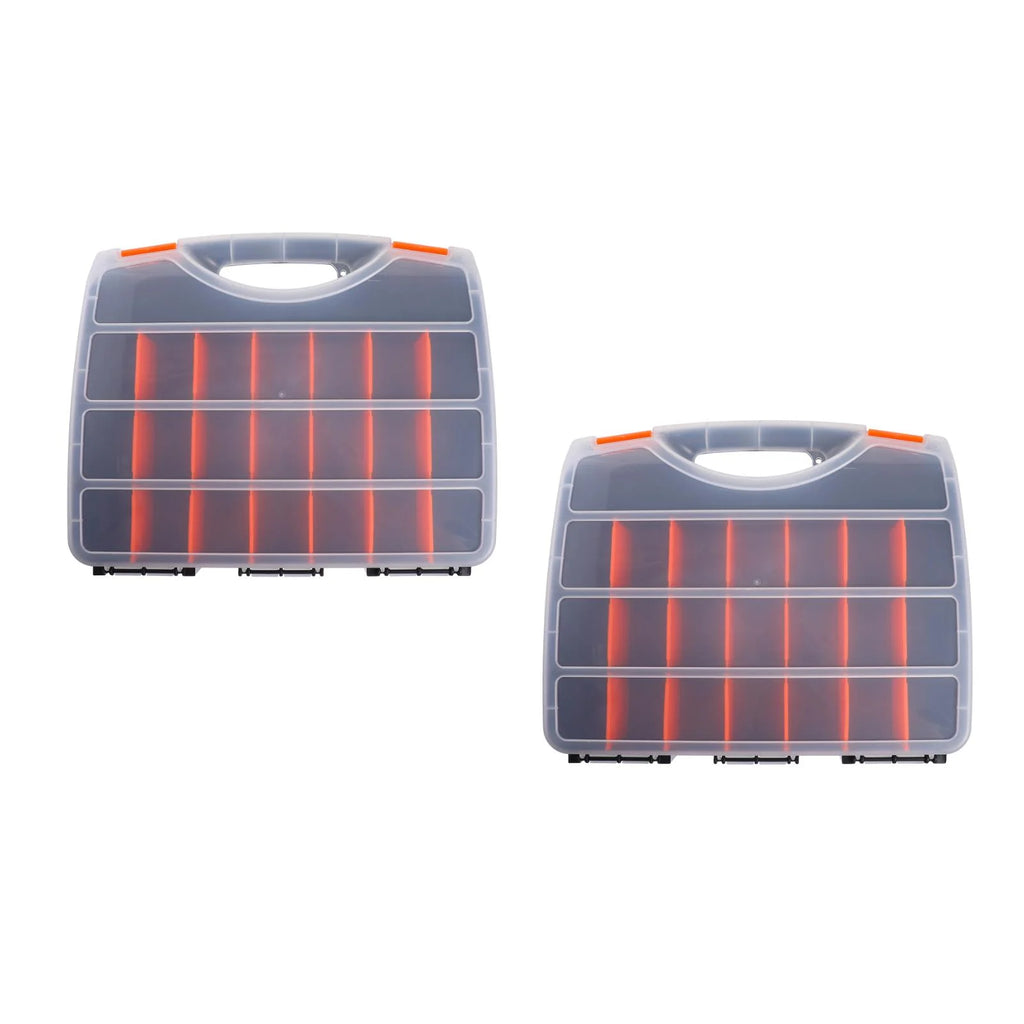 2pcs Black Orange Impact Resistant Polymer Storage Bins With Removable Dividers Z54361