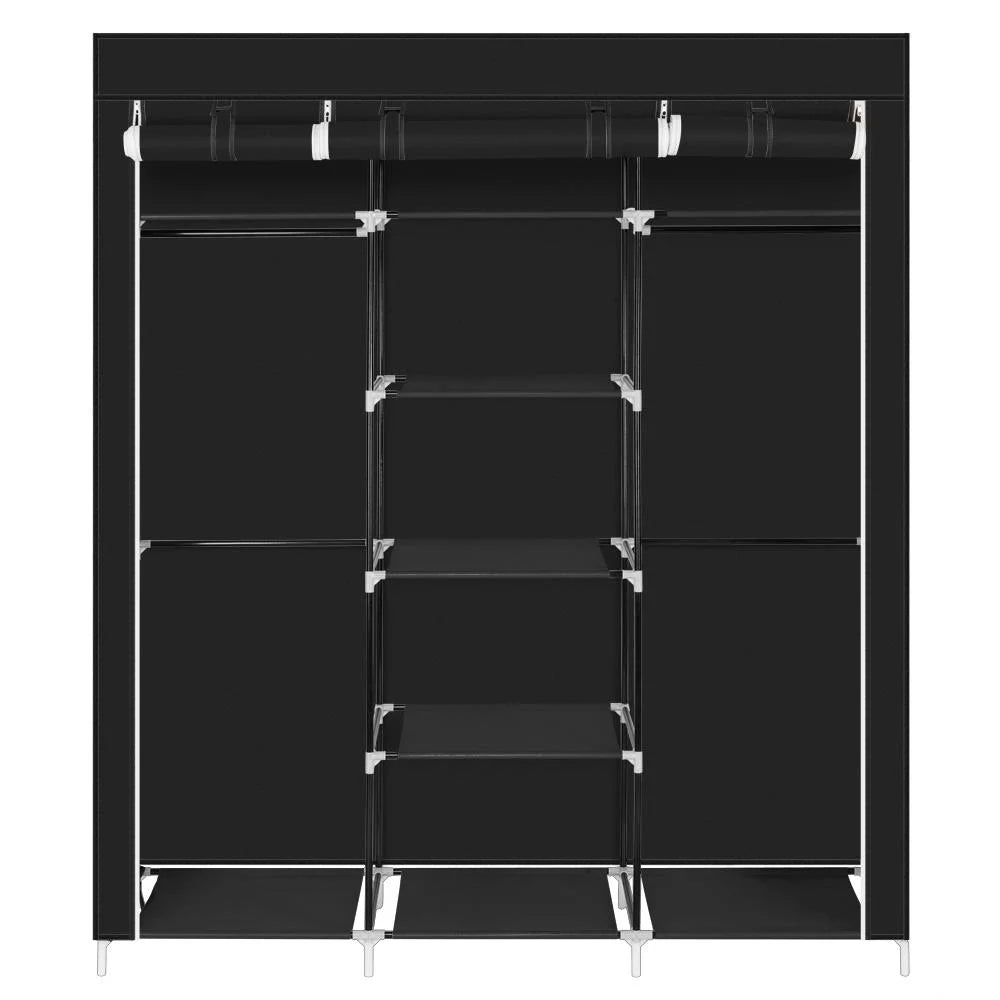 69'' Black Portable Closet Wardrobe with Metal Shelves P234