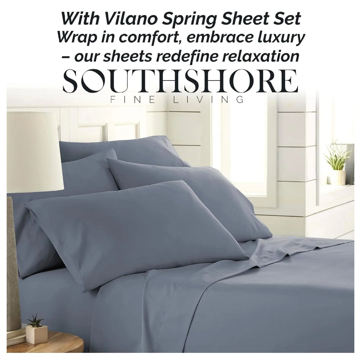 6-Piece King Microfiber Sheet Set with 21" Deep Fitted Sheet, Slate Blue P301599