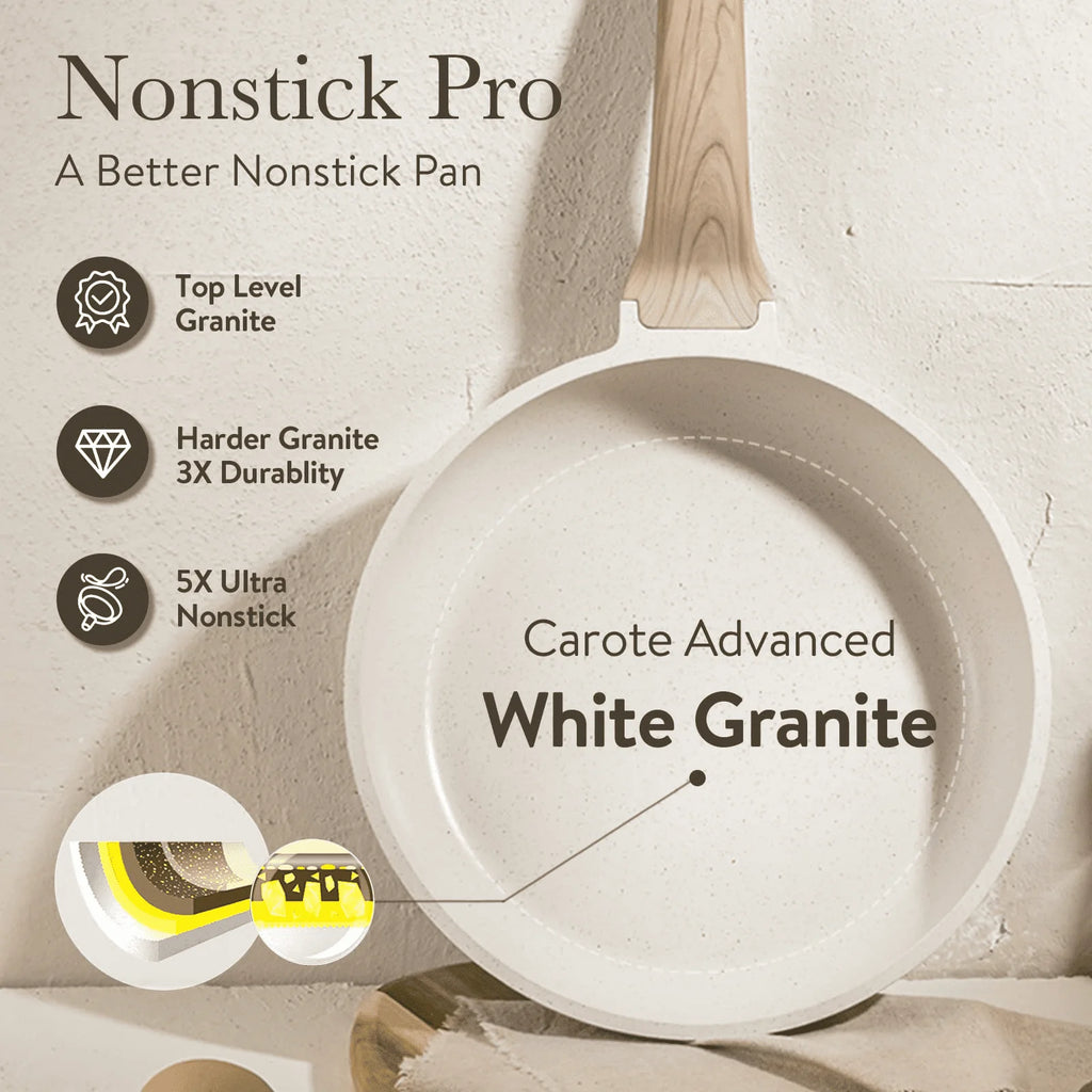10 Pcs White Nonstick Granite Cookware Set C91232