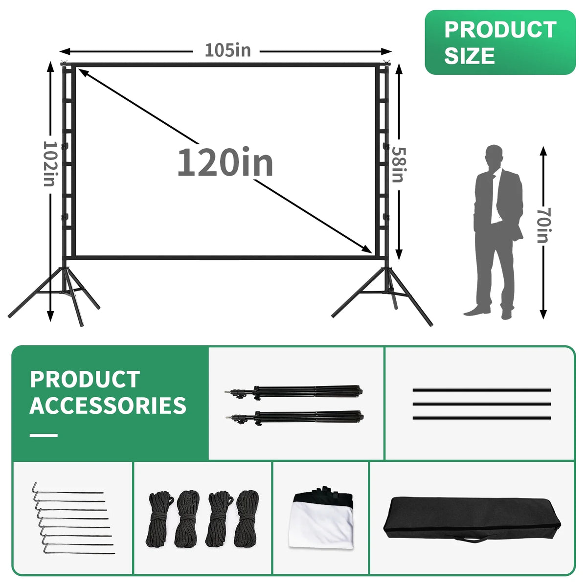 100 inch Portable Projector Screen with Stand F3612
