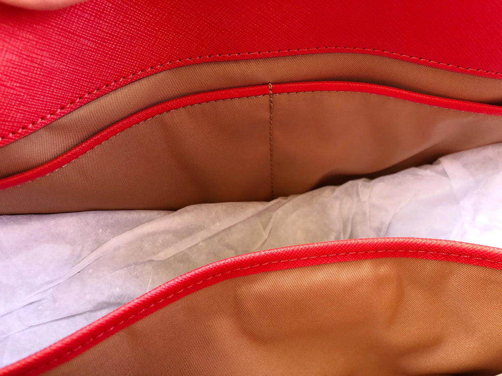 Small Double Zip Tote Satchel Crossbody Bag Poppy Orange Red X92151